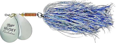 Mepps Double Blade Musky Flashabou, 1-1/2 oz, Silver/Blue product photo from Amazon